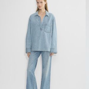 NEW Denim forum Aritzia NEW Classic Blue Denim Jeans shirt retail $110